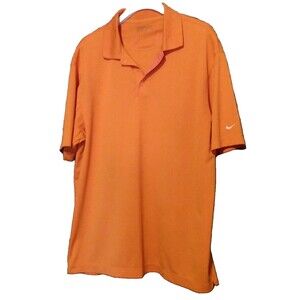 Men NIKE Golf Shirt sz X-LARGE Orange Fit Dry Knit Polo Style